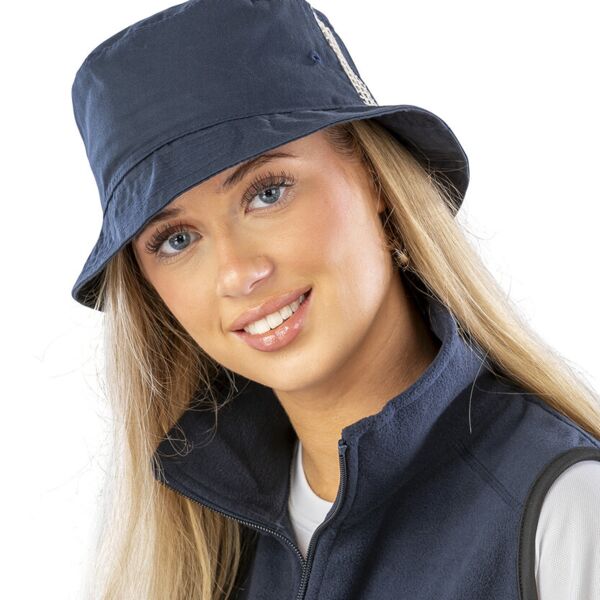Deluxe washed cotton bucket hat with side mesh panels Thumbnail